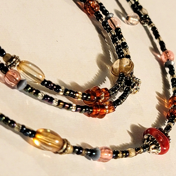 Multicolor Beaded Necklace And Matching Bracelet Set - Picture 1 of 6